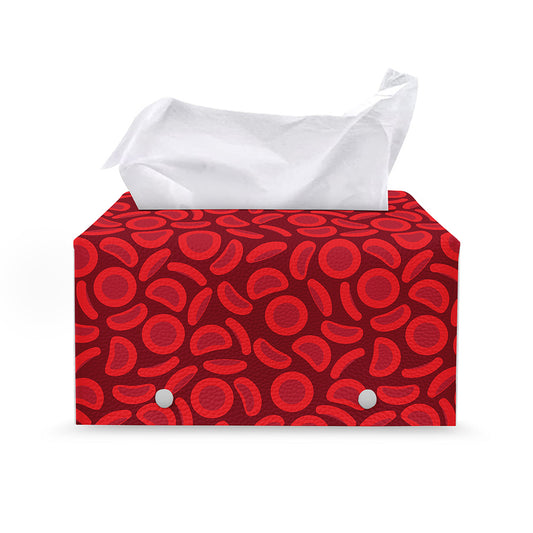 Red Blood Cells Pattern Print Leather Tissue Box Cover