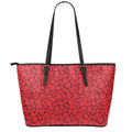 Red Blood Cells Pattern Print Leather Tote Bag With Zipper