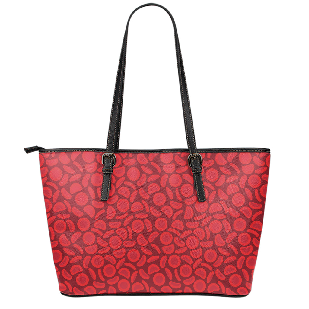 Red Blood Cells Pattern Print Leather Tote Bag