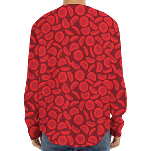 Red Blood Cells Pattern Print Long Sleeve Baseball Jersey