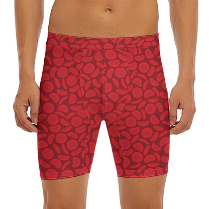 Red Blood Cells Pattern Print Men's Long Boxer Briefs