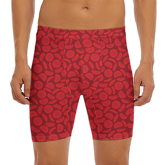 Red Blood Cells Pattern Print Men's Long Boxer Briefs