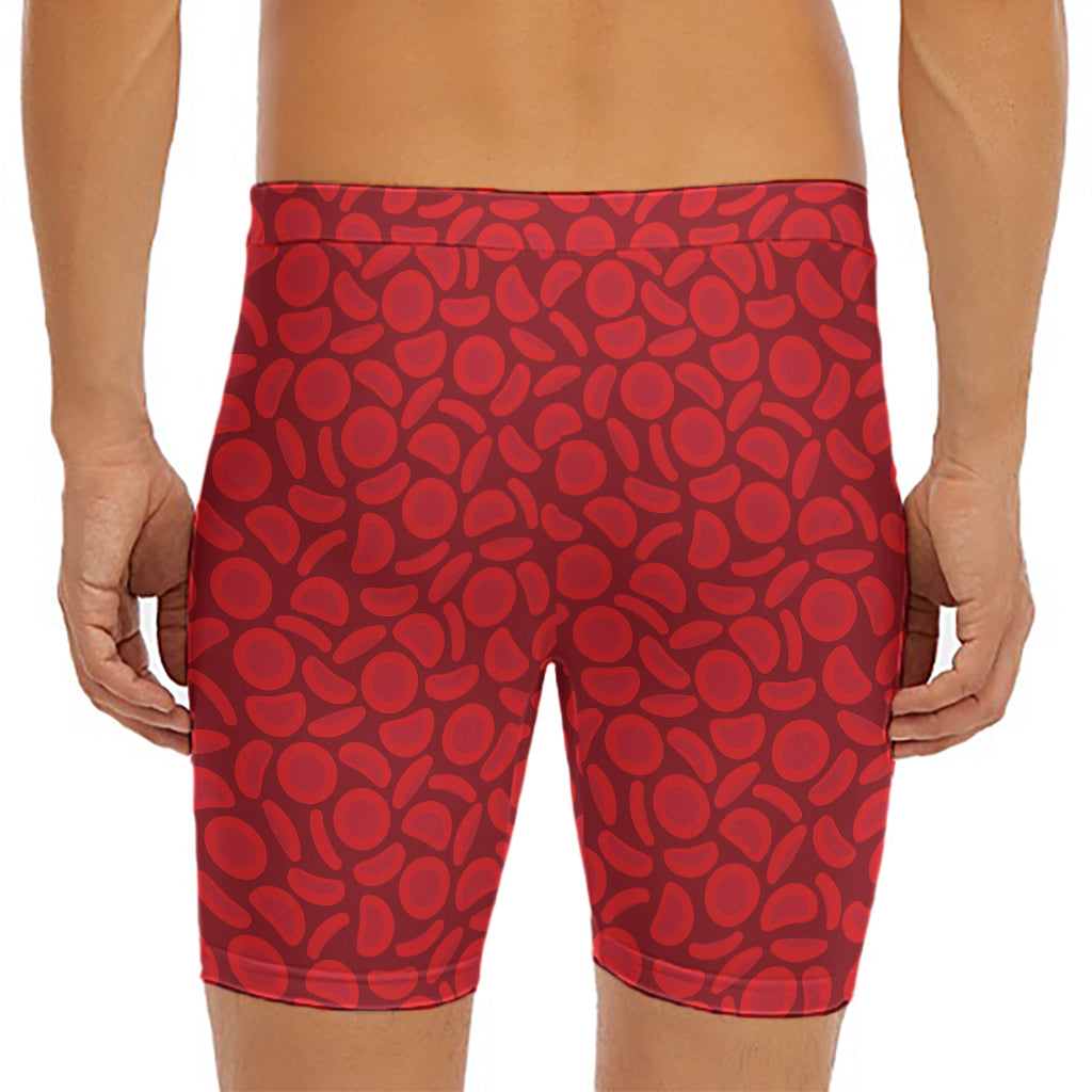 Red Blood Cells Pattern Print Men's Long Boxer Briefs