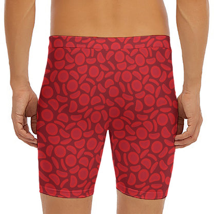 Red Blood Cells Pattern Print Men's Long Boxer Briefs