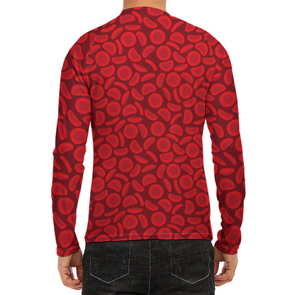 Red Blood Cells Pattern Print Men's Long Sleeve Rash Guard