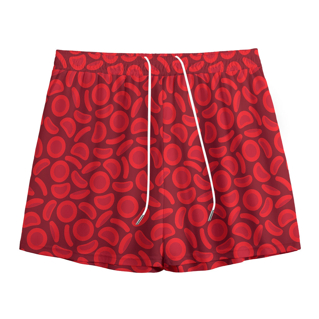 Red Blood Cells Pattern Print Mesh Shorts