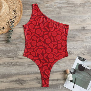 Red Blood Cells Pattern Print One Shoulder Bodysuit