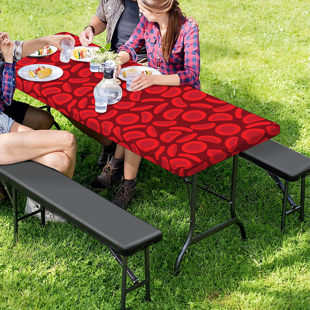 Red Blood Cells Pattern Print Picnic Table Cover