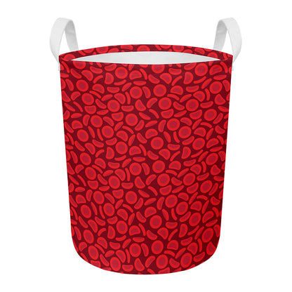 Red Blood Cells Pattern Print Round Laundry Basket