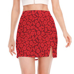 Red Blood Cells Pattern Print Side Slit Mini Skirt