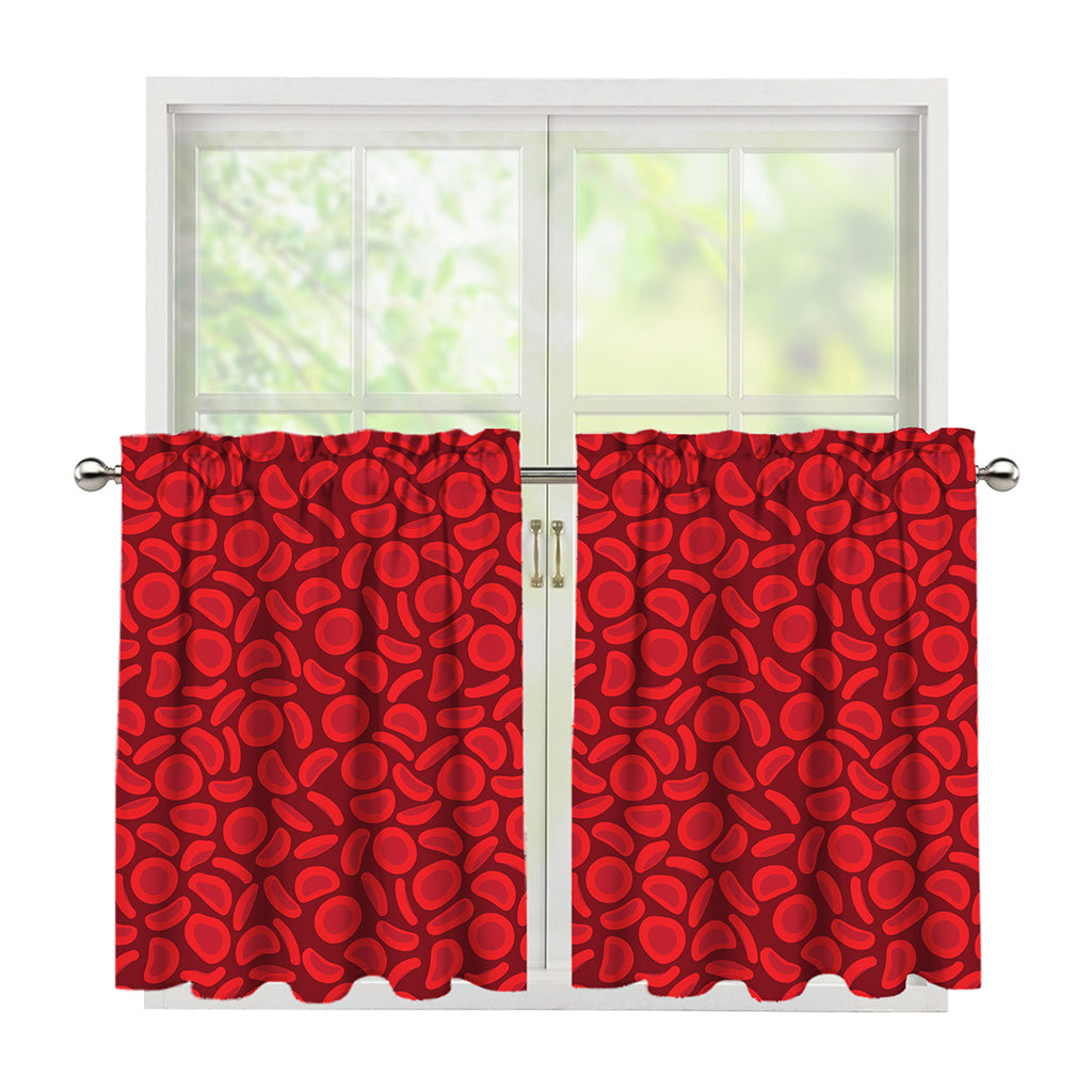 Red Blood Cells Pattern Print Tier Curtains