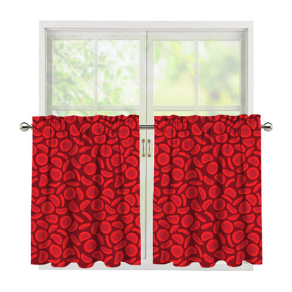 Red Blood Cells Pattern Print Tier Curtains