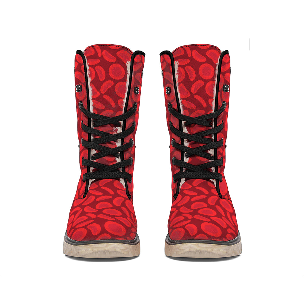 Red Blood Cells Pattern Print Winter Boots