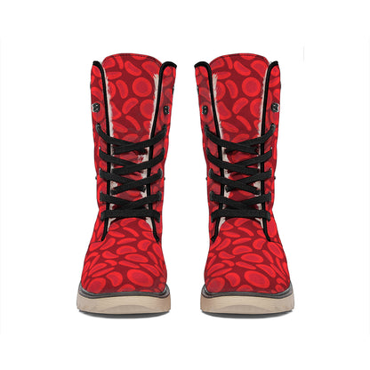 Red Blood Cells Pattern Print Winter Boots