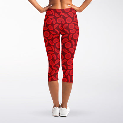 Red Blood Cells Pattern Print Women's Capri Leggings