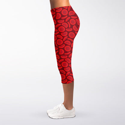 Red Blood Cells Pattern Print Women's Capri Leggings