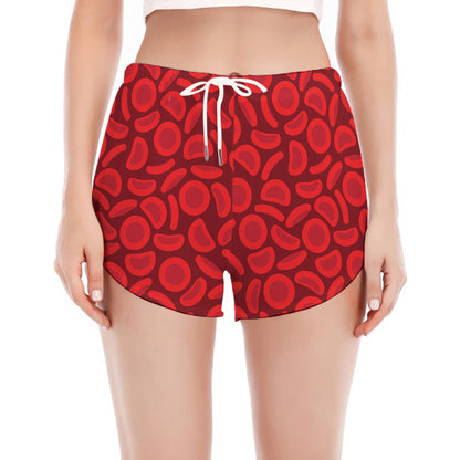 Red Blood Cells Pattern Print Women's Split Running Shorts