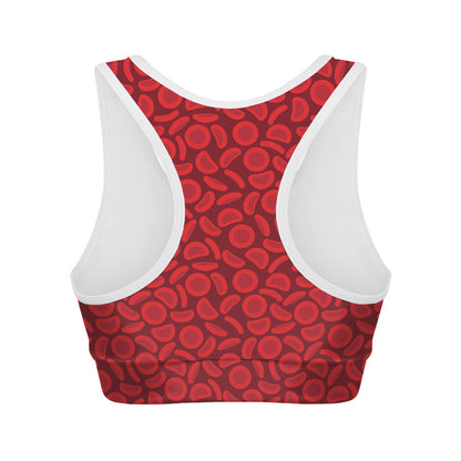 Red Blood Cells Pattern Print Women's Sports Bra