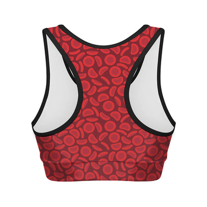 Red Blood Cells Pattern Print Women's Sports Bra