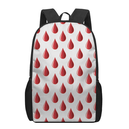 Red Blood Drop Pattern Print 17 Inch Backpack