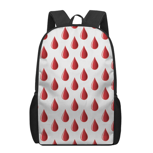 Red Blood Drop Pattern Print 17 Inch Backpack
