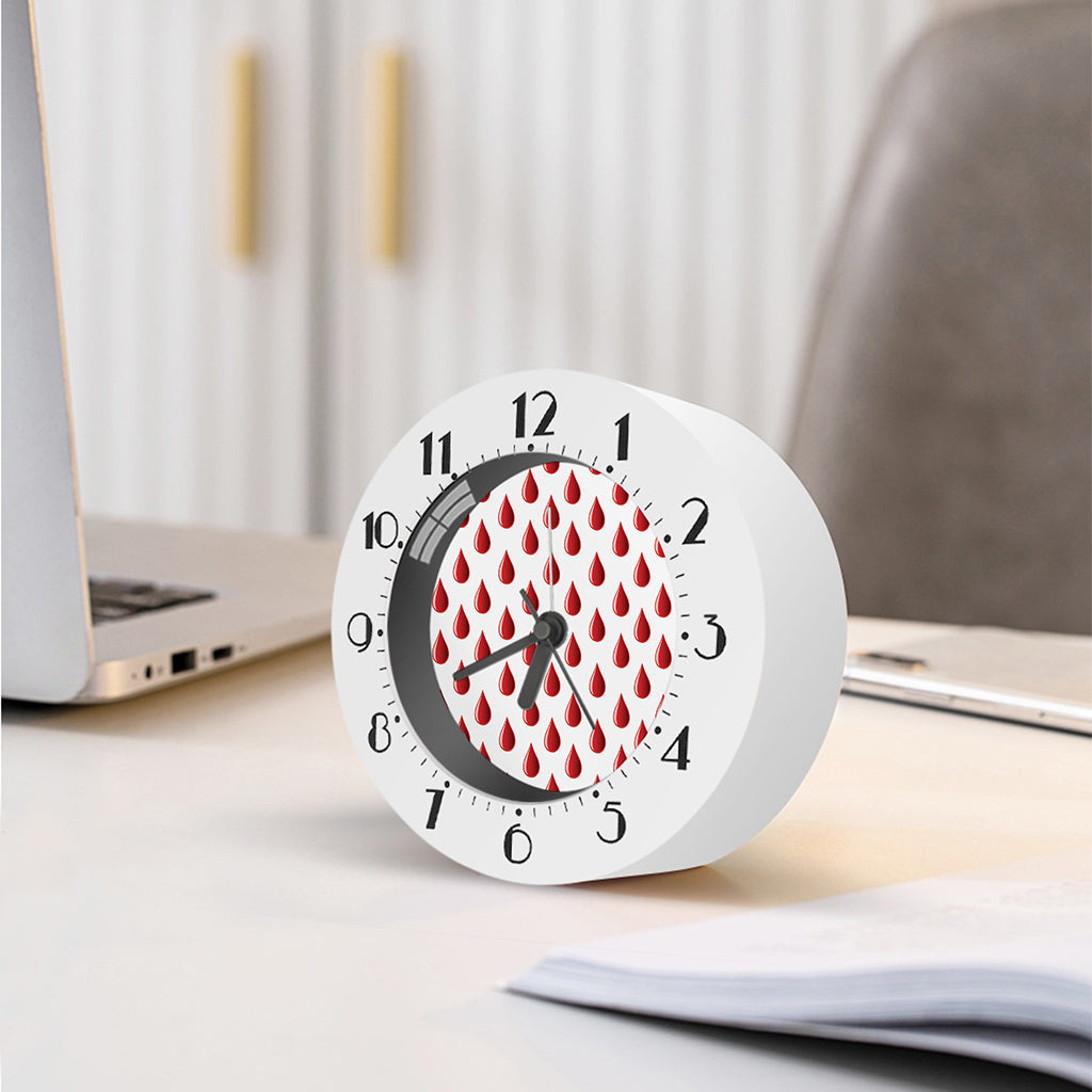 Red Blood Drop Pattern Print Alarm Clock