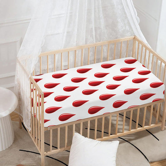 Red Blood Drop Pattern Print Baby Crib Sheet