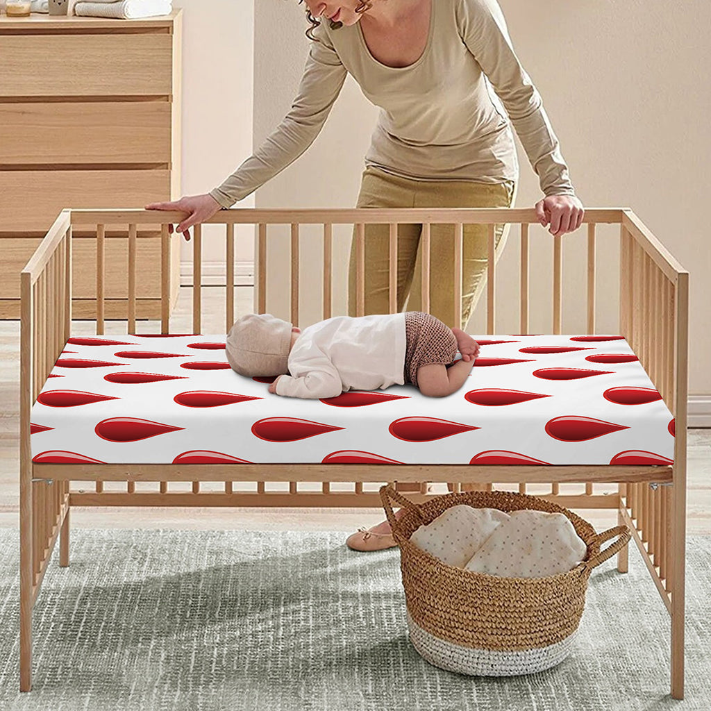 Red Blood Drop Pattern Print Baby Crib Sheet
