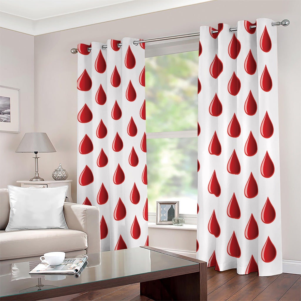 Red Blood Drop Pattern Print Blackout Grommet Curtains