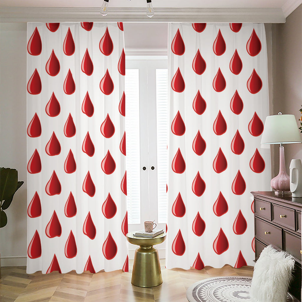 Red Blood Drop Pattern Print Blackout Pencil Pleat Curtains