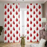 Red Blood Drop Pattern Print Blackout Pencil Pleat Curtains