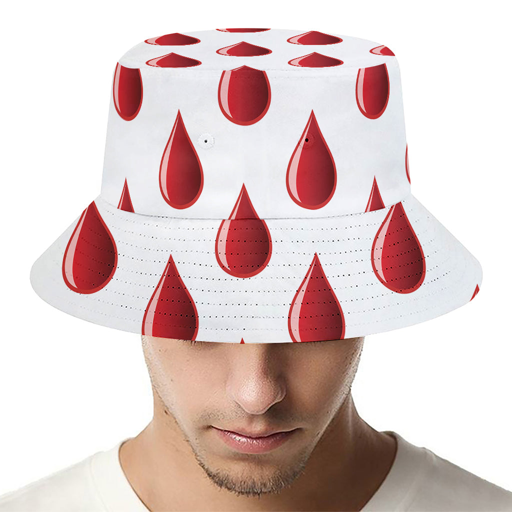 Red Blood Drop Pattern Print Bucket Hat