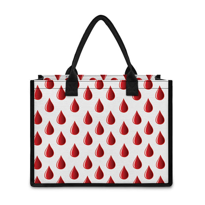 Red Blood Drop Pattern Print Canvas Tote Bag