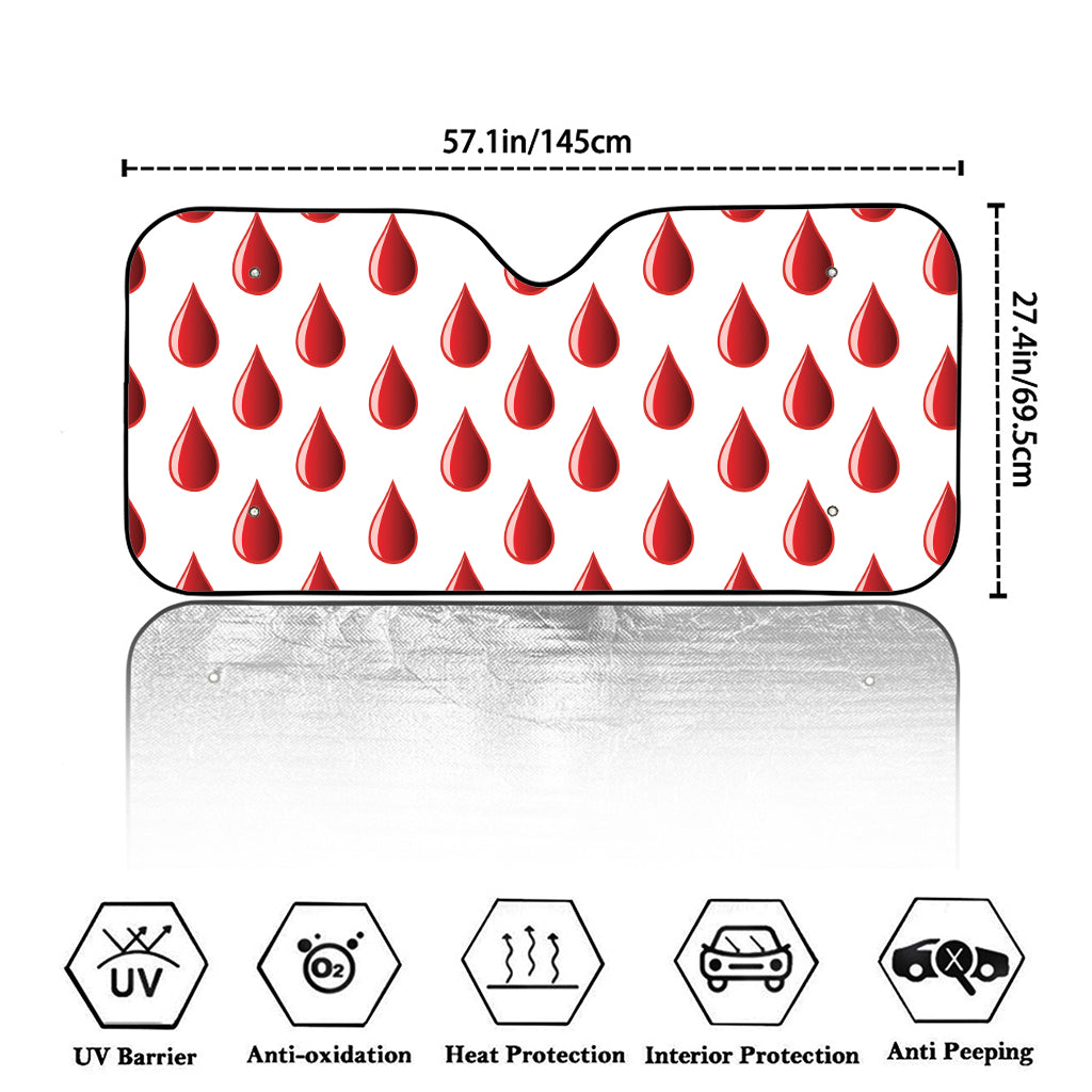 Red Blood Drop Pattern Print Car Windshield Sun Shade