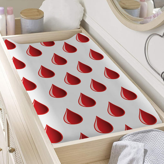 Red Blood Drop Pattern Print Changing Pad Cover