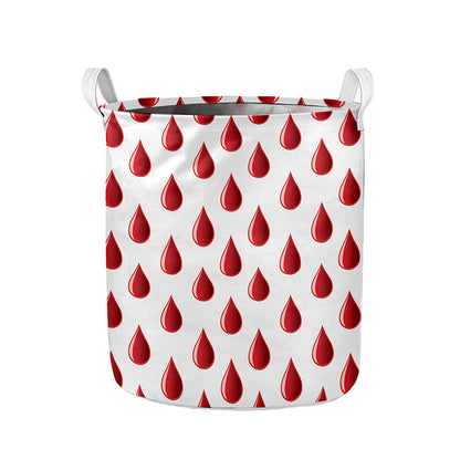 Red Blood Drop Pattern Print Collapsible Laundry Basket