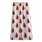 Red Blood Drop Pattern Print Cotton Front Slit Maxi Skirt