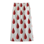 Red Blood Drop Pattern Print Cotton Front Slit Maxi Skirt