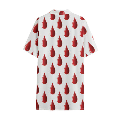 Red Blood Drop Pattern Print Cotton Hawaiian Shirt