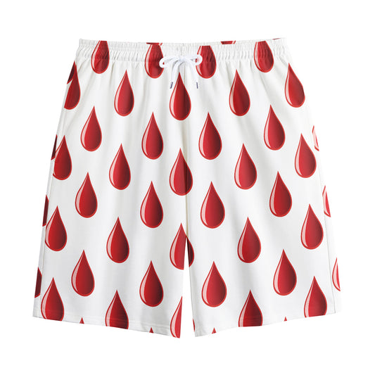 Red Blood Drop Pattern Print Cotton Shorts