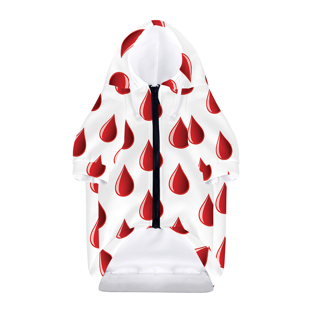 Red Blood Drop Pattern Print Dog Zip Up Hoodie