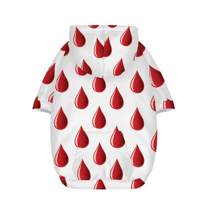 Red Blood Drop Pattern Print Dog Zip Up Hoodie