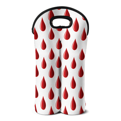 Red Blood Drop Pattern Print Double Neoprene Wine Tote