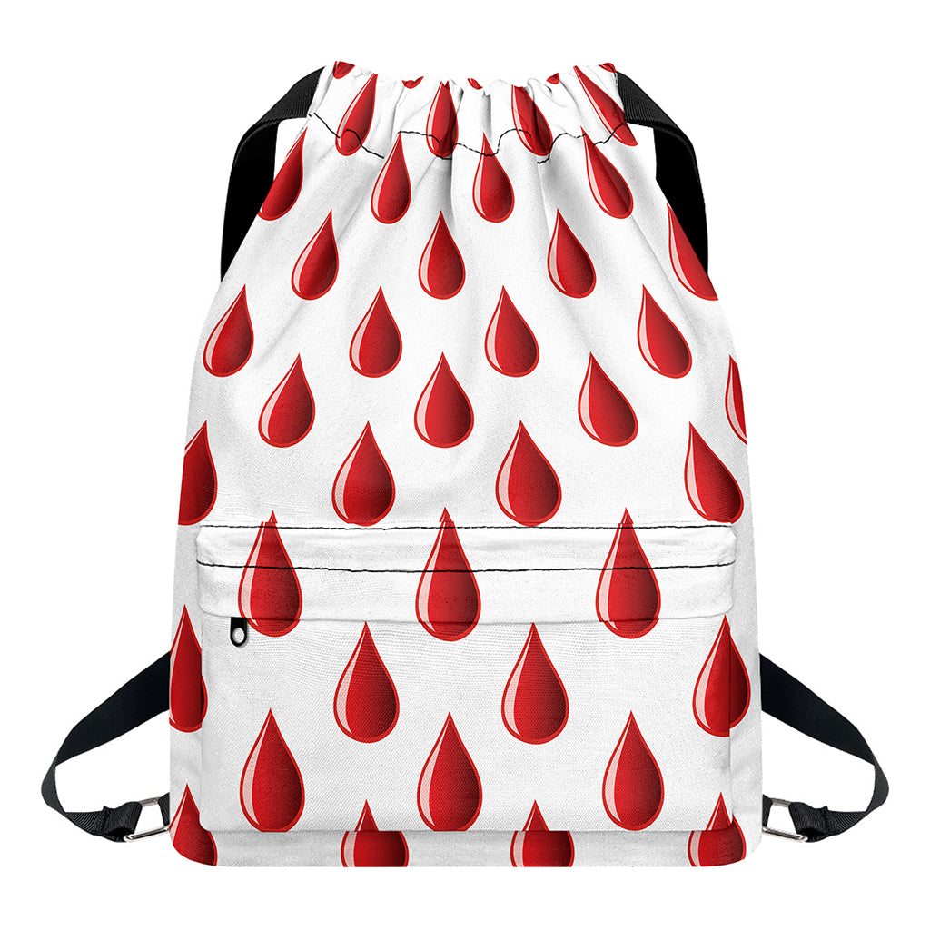 Red Blood Drop Pattern Print Drawstring Backpack