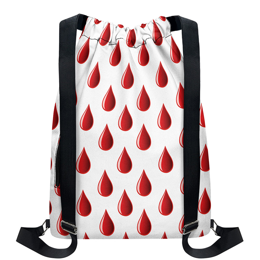 Red Blood Drop Pattern Print Drawstring Backpack