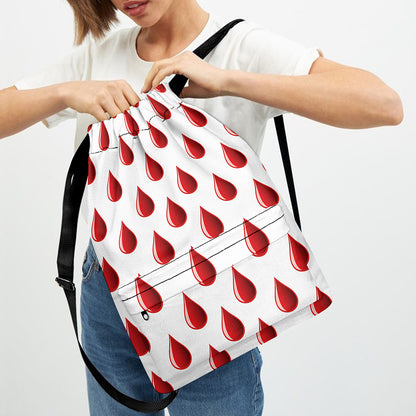 Red Blood Drop Pattern Print Drawstring Backpack