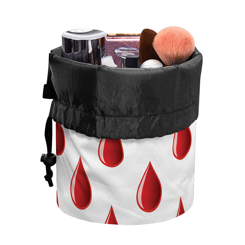Red Blood Drop Pattern Print Drawstring Makeup Bag