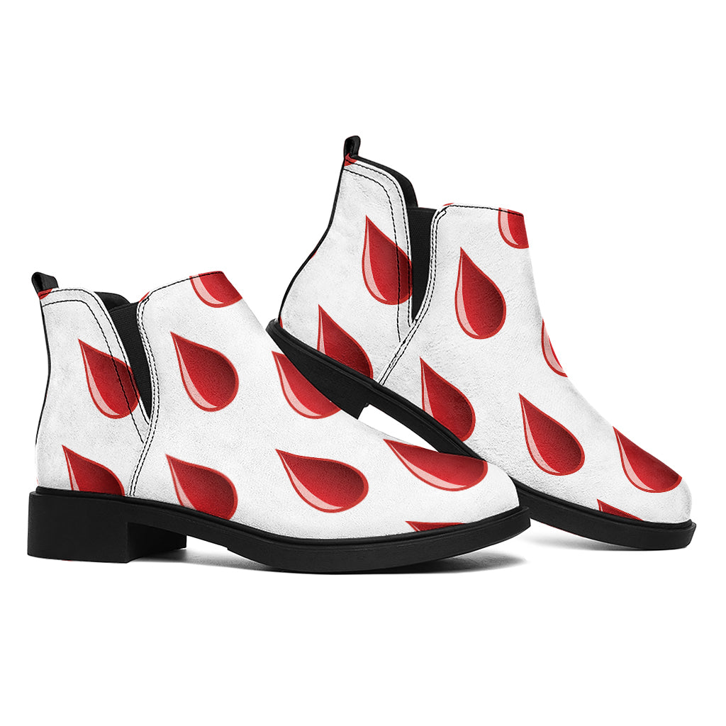 Red Blood Drop Pattern Print Flat Ankle Boots