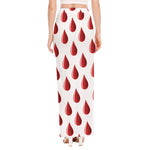 Red Blood Drop Pattern Print High Slit Maxi Skirt