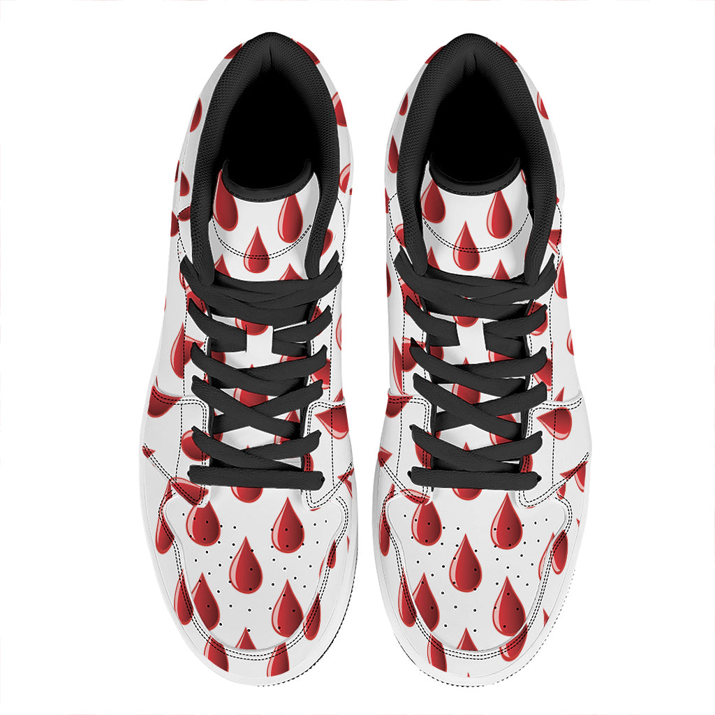 Red Blood Drop Pattern Print High Top Leather Sneakers
